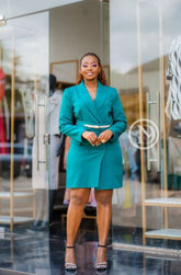 Elegant teal green blazer dress